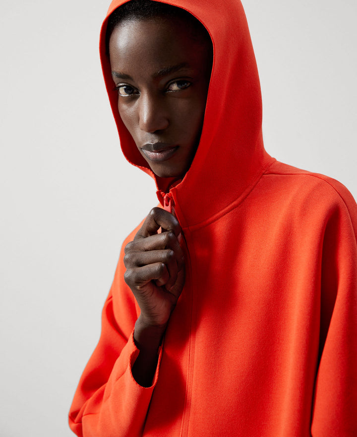 Women Coat | Red Recycled Nylon Double Faced Coat by Spanish designer Adolfo Dominguez