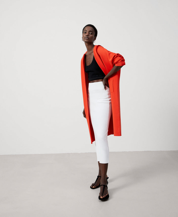 Women Coat | Red Recycled Nylon Double Faced Coat by Spanish designer Adolfo Dominguez