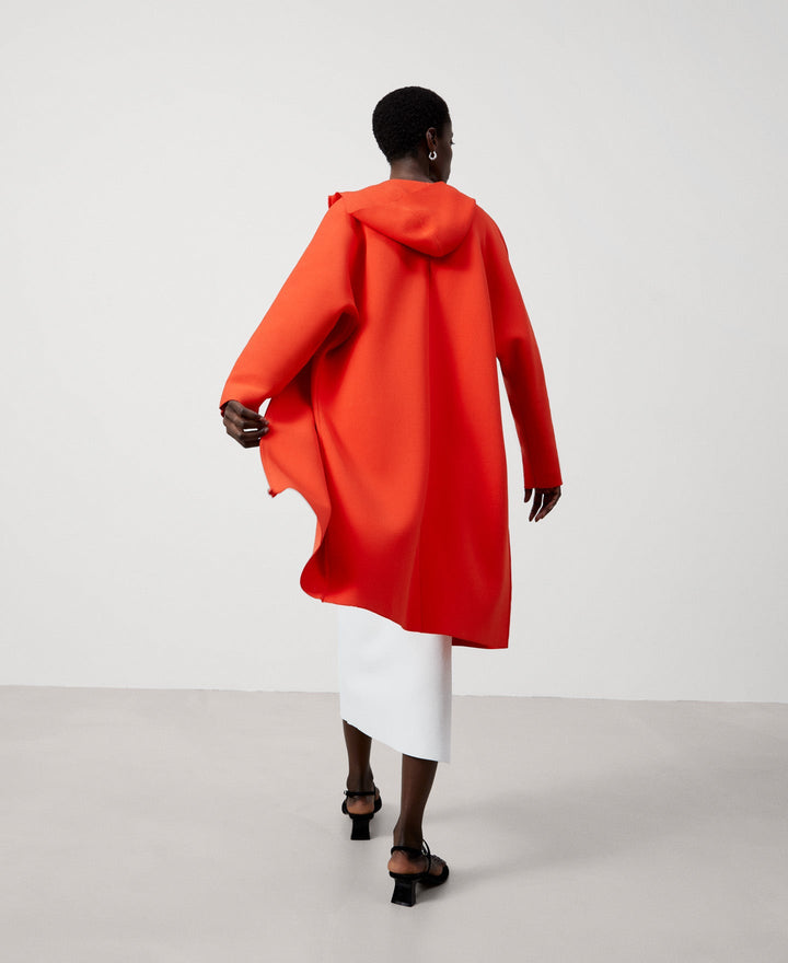 Women Coat | Red Recycled Nylon Double Faced Coat by Spanish designer Adolfo Dominguez