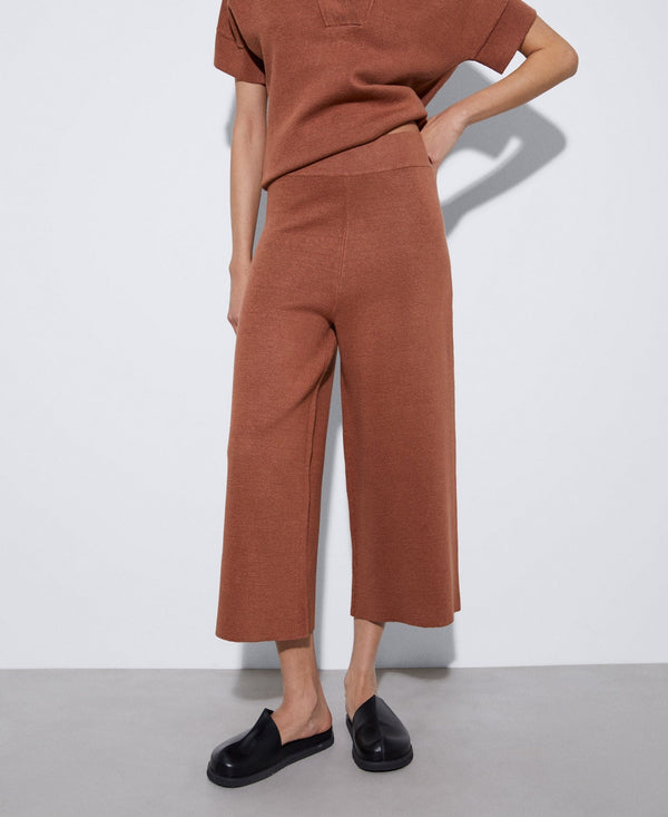 Women Trousers | Red Russet Linen Culotte Trousers by Spanish designer Adolfo Dominguez