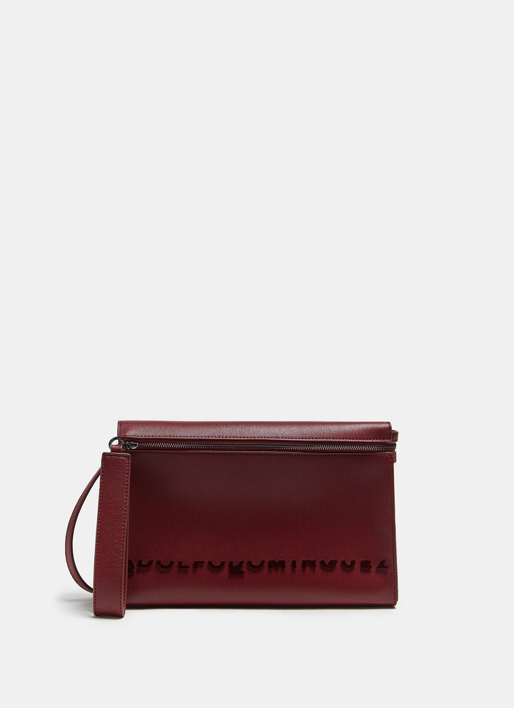 Women Bags | Red Vegan Leather Crossbody Bag With Logo by Spanish designer Adolfo Dominguez