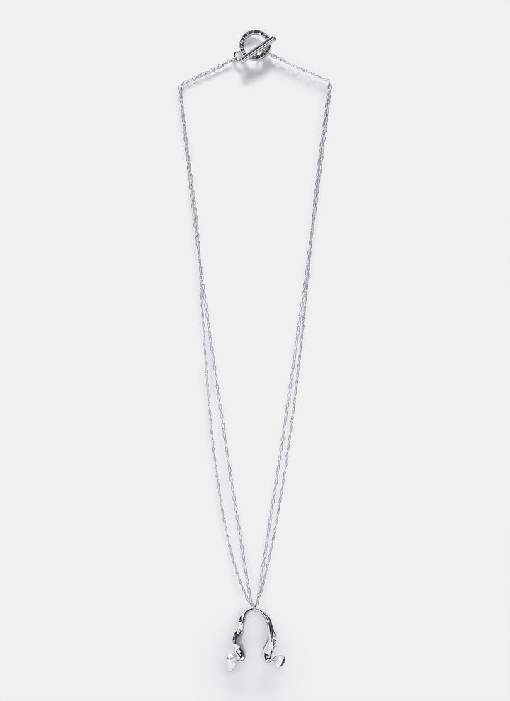 Women Necklace | Silver Long Necklace With Open Pendant by Spanish designer Adolfo Dominguez