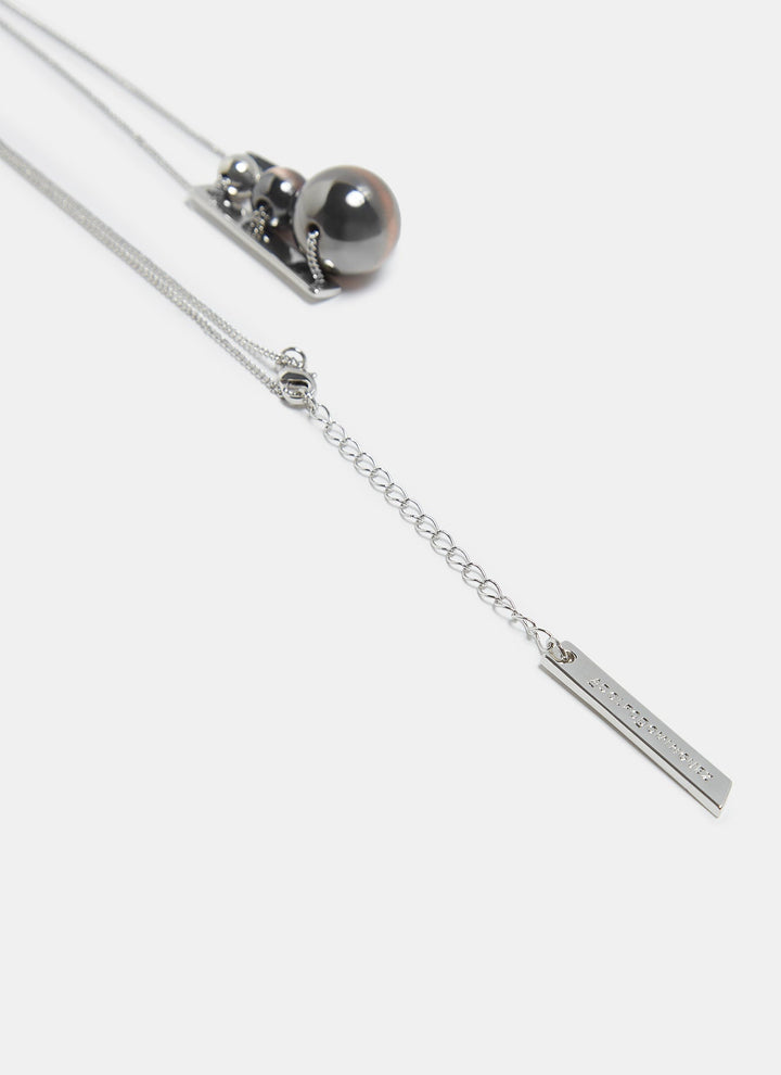 Women Necklace | Silver Long Necklace With Spherical Pendants by Spanish designer Adolfo Dominguez