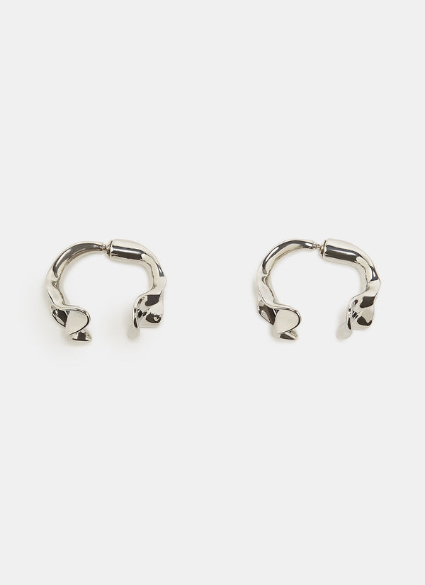 Women Earrings | Silver Short Earrings With Organic Shape by Spanish designer Adolfo Dominguez