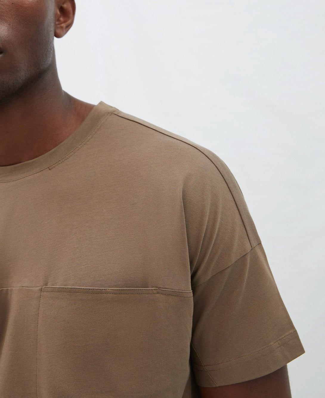 Men T-Shirt (Short Sleeve) | Taupe Organic Cotton Pocket T-Shirt by Spanish designer Adolfo Dominguez