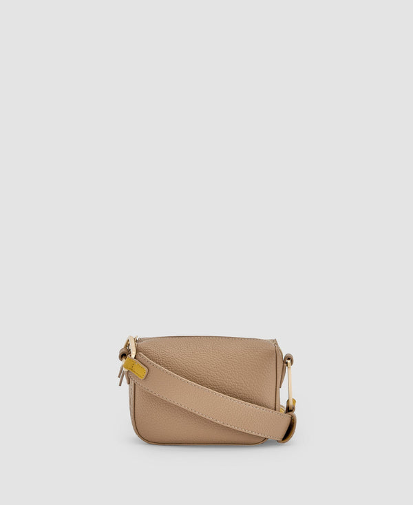 Women Bags | Taupe Recycled Materials Shoulder Bag by Spanish designer Adolfo Dominguez