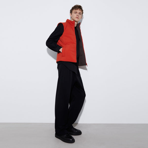 Men Vest | Tile Red Reversible Padded Nylon Vest by Spanish designer Adolfo Dominguez