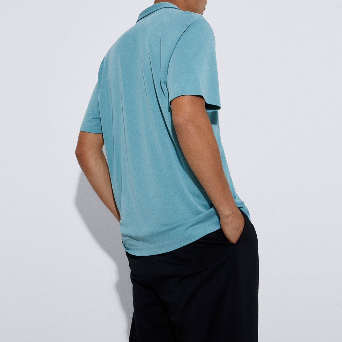 Men T-Shirt (Short Sleeve) | Topaz Blue Responsible Modal Basic T-Shirt by Spanish designer Adolfo Dominguez