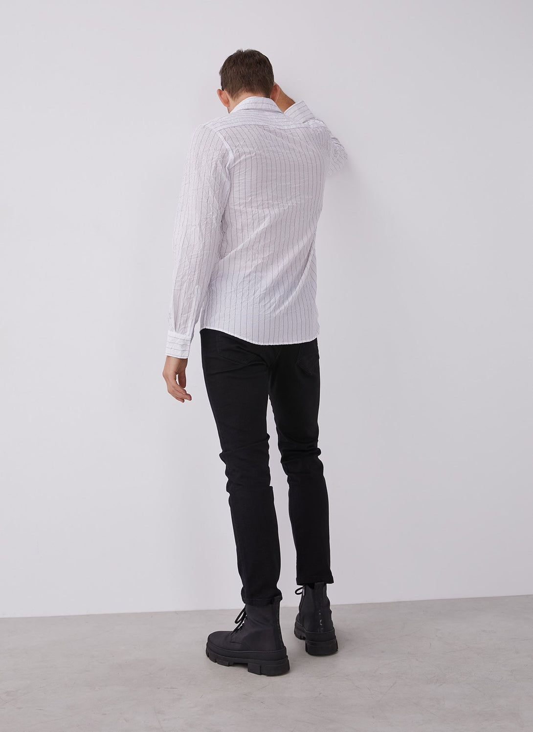 Men Shirt | White And Black Contrasting Striped Shirt by Spanish designer Adolfo Dominguez