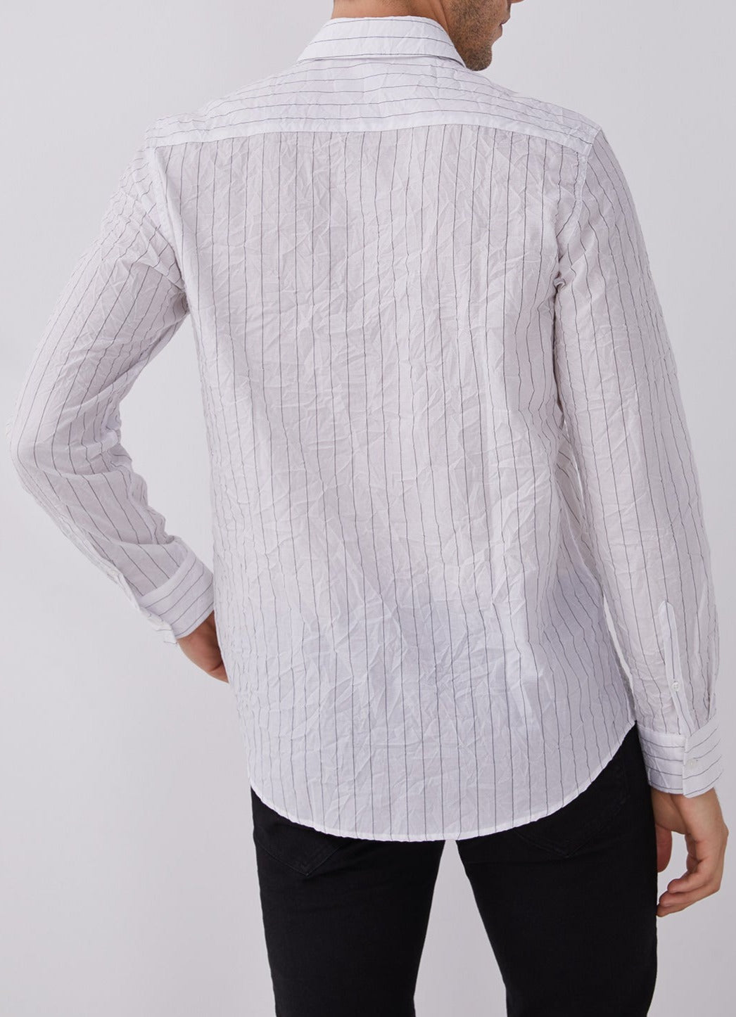 Men Shirt | White And Black Contrasting Striped Shirt by Spanish designer Adolfo Dominguez