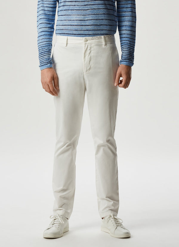 Men Trousers | White Elastic Cotton Trousers by Spanish designer Adolfo Dominguez