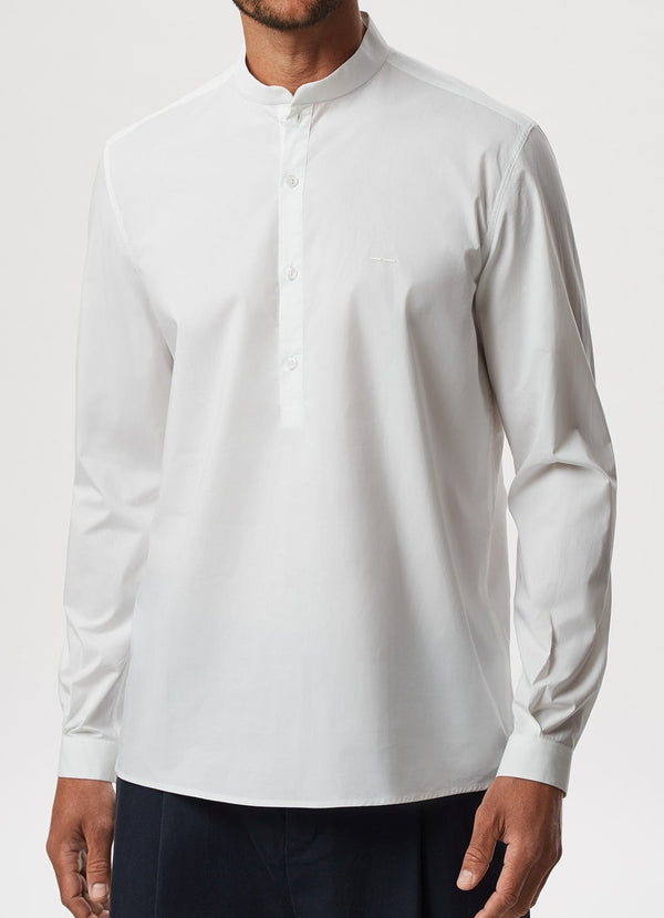 Men Shirt | White Organic Cotton Mandarin Collar Shirt by Spanish designer Adolfo Dominguez