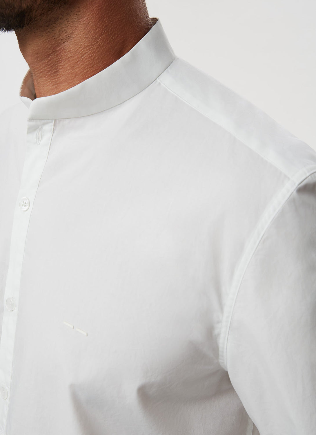 Men Shirt | White Organic Cotton Mandarin Collar Shirt by Spanish designer Adolfo Dominguez