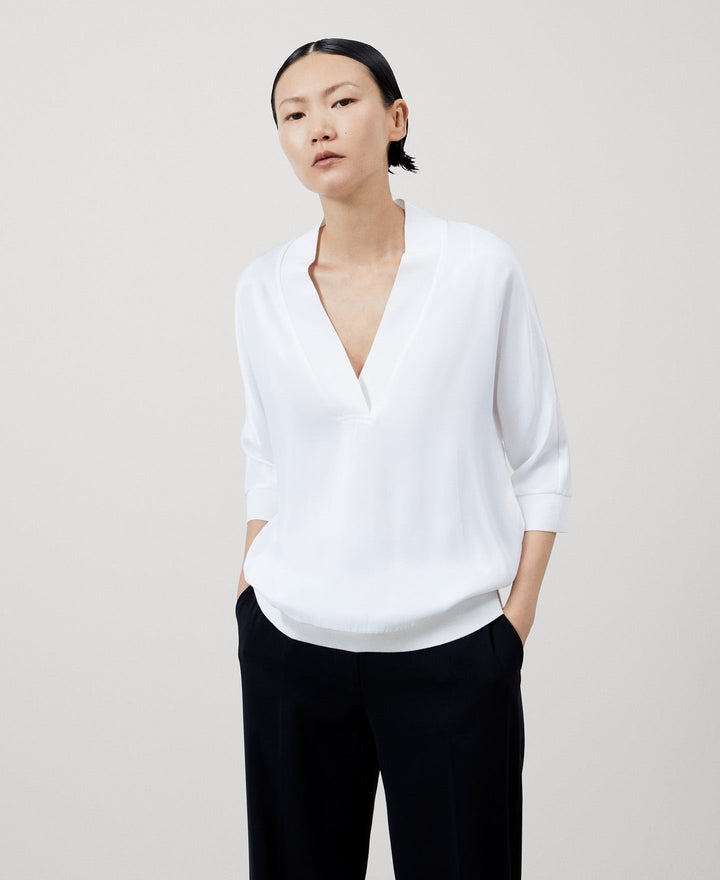 White Viscose V-Neckline Blouse | Adolfo Dominguez – Adolfo Dominguez ...