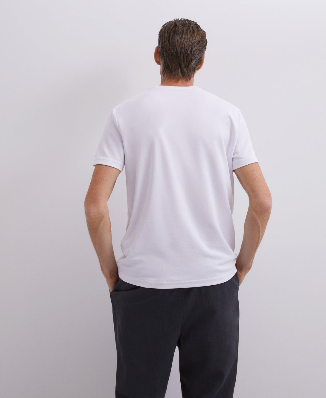 Men T-Shirt (Short Sleeve) | White White Modal Crew Neck T-Shirt by Spanish designer Adolfo Dominguez