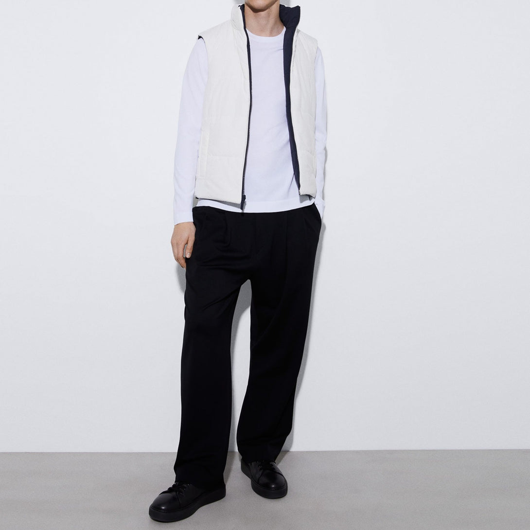 Men Vest | White/Navy Reversible Padded Nylon Vest by Spanish designer Adolfo Dominguez