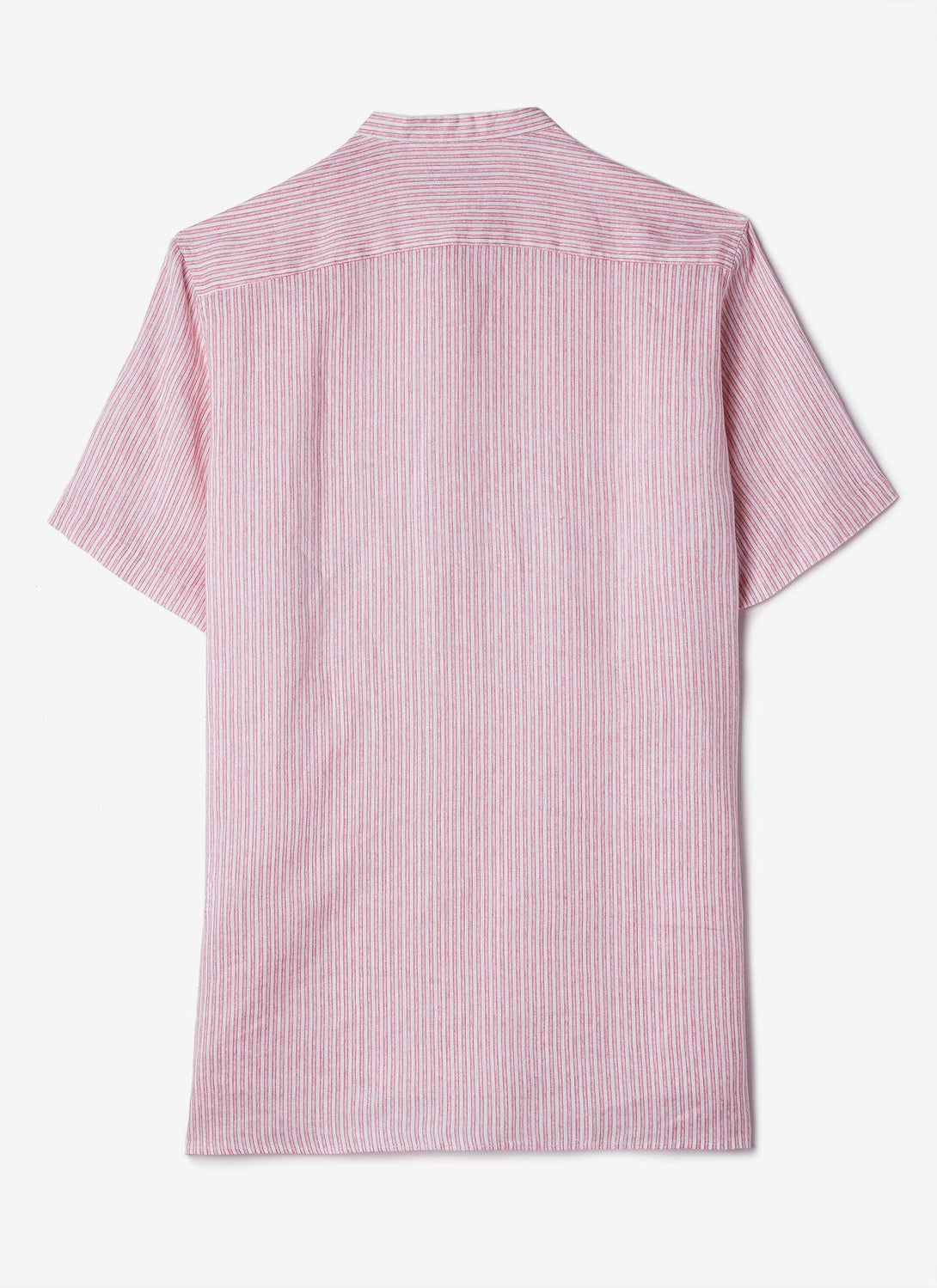 Men Shirt | White/Pink Linen Short Sleeve Shir by Spanish designer Adolfo Dominguez