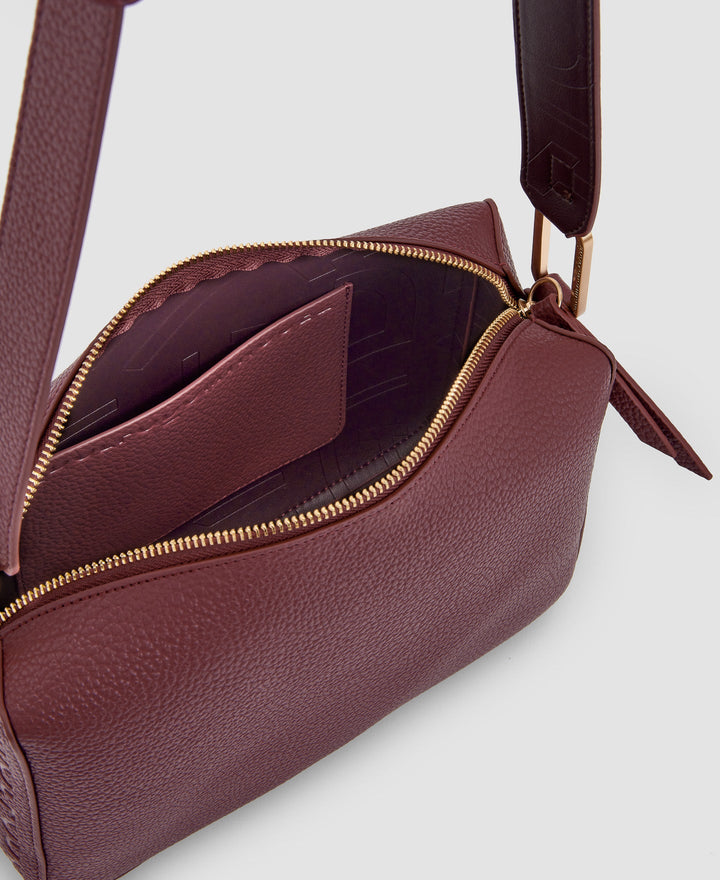 Women Bags | Wine Recycled Material Shoulder Bag by Spanish designer Adolfo Dominguez