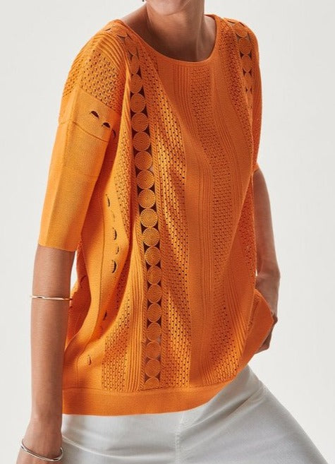 Women Jersey | Yellow Knit Sweater by Spanish designer Adolfo Dominguez