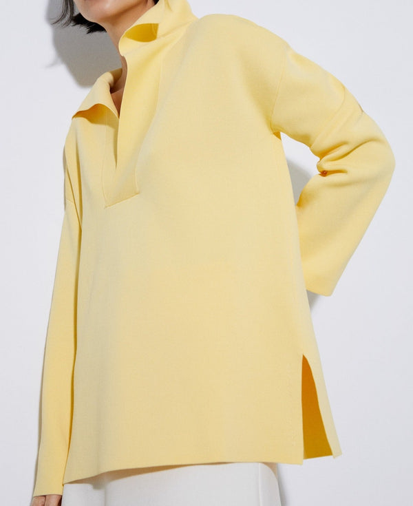 Women Jersey | Yellow Nylon And Viscose Jersey Knitted Sweater by Spanish designer Adolfo Dominguez